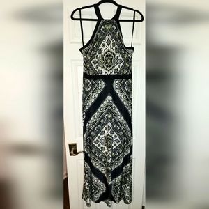 INC NWT full length halter dress with geometric pattern